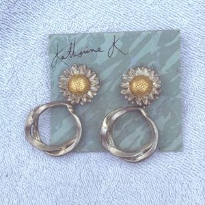 Silver, Sunflower clip ons